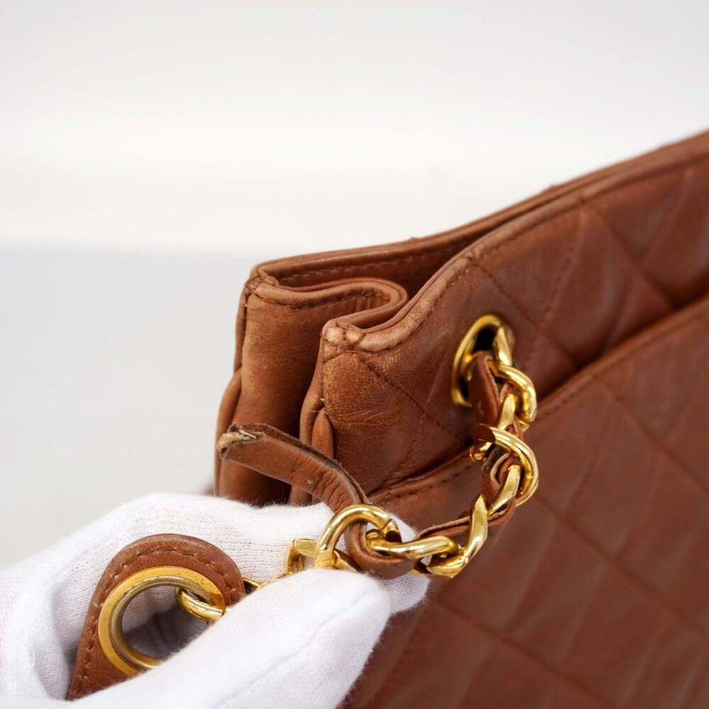 CHANEL Brown Lambskin Leather Tote Bag - Picture 6 of 12